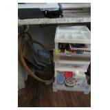 Plastic Storage Cabinet full of Quilting Supplies