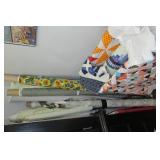 Rolls of Fabric and unfinished Quilts