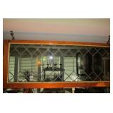 Wood Framed Lead Glass Hanging Window 48" x 19"