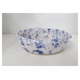Blue and White Spatter Bybee Pottery Dish - 8" in