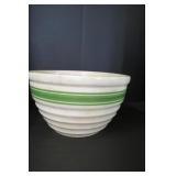 Large Yellow Ware Bowl with Green Stripe 5.5"