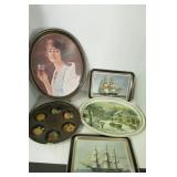 Lot- 5 Vintage Metal Trays