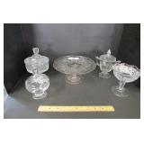 Lot- Clear Glass Candy Dishes and Cake Plate