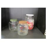 Three Vintage Cracker Jars w/Lids