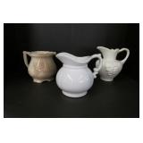 Three Small Pottery Pitchers - 2 Unmarked/1
