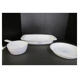 Three Pieces of Cornflower Corning Ware Dishes