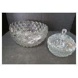 Two Fostoria American Bowls - 8.5" x 4.5" Covered