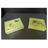 Two Wood Decorative Boxes w/ Playing Cards -