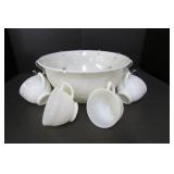 Vintage Milk Glass Small Punch Bowl - 8 cups with