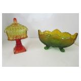 Two Candy Bowls, Covered 8.5" and 10" x 6.5"