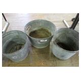 Three Galvanized Water Buckets