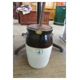 #4 - Gallon - Crock Churn w/Plunger - Has a chip