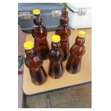 5 Aunt Mrs. Butterworth Amber Bottles -8.5" and