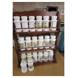 Spice Rack w/18 Milk Glass Spice Bottles