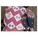 72"x80" Well Worn Hand Stitched Quilt & 70"x46"