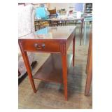 Vtg Mahogany Side Table w Glass Protect 26 1/2"x16