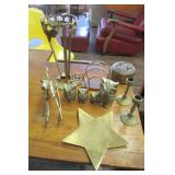11 Pieces Brass-Owls Rocky Horse Candlesticks,