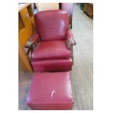 Mid Century Red Faux Leather Arm Rocking Chair w