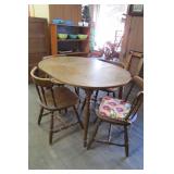 Mid Century Oak Veneer Table & 4 Chairs-Sturdy