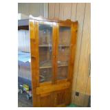 Pine Corner Cabinet Glass Doors on Top 75"x33 1/2"