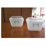 Two Covered Pyrex Refrigerator Dishes - 4.5"
