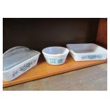 Three Dishes -2 Glasbake Floral/One with Lid - 1