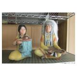 Byron Molds Indian Statues Ceramic 1979 11"&14"
