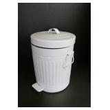 Small White Flip Top Trash Can 11"x10"