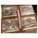 4 courier and ives prints