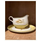 Vintage Autumn Gold Gravy Boat with Underplate