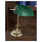 Green and brass desk lamp