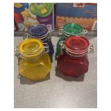 Small colored jars