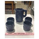 Bybee blue grape pitcher and 4 cups