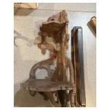 Wooden corner shelf and towel rack