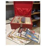 Old sewing box with vintage patterns