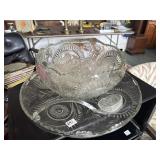 LE Smith Pinwheel and stars punchbowl, ladle,