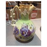 Art Nouveau pansy and 3-D cherries pitcher