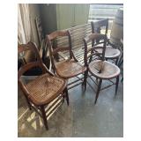 4 antique cane bottom chairs, 3 needs repaired