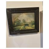 Vintage drawing farmer and horses 8x10