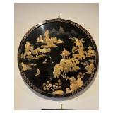Chinese black lacquer with 3-D mother of pearl