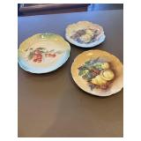 3 antique hand-painted, European porcelain