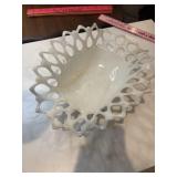 Vintage milk glass fruit bowl, Westmoreland glass