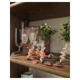 2 decorative glass propagation vases and lead