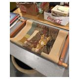 Vintage needlepoint tapestry panel featuring