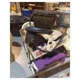 Large lot of purses, handbags, and makeup mirrors