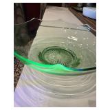 Large vintage uranium glass 10 inch pressed glass