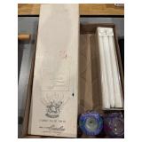 Box of candles, rainbow flower tapers, etc.