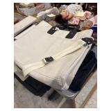 Three large tote bags, 2 vintage bath and body