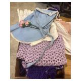 Box lot with kids bonnets and scarfs