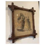 Antique Victorian fashion print housed in a